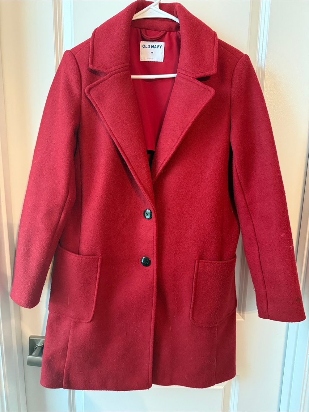 Old Navy Red Single-Breasted Wool Peacoat
